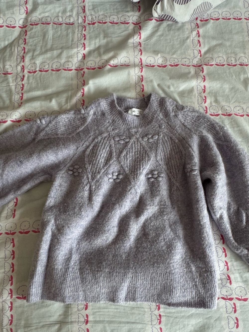 MNG Lilac Cable-Knit Crew Sweater